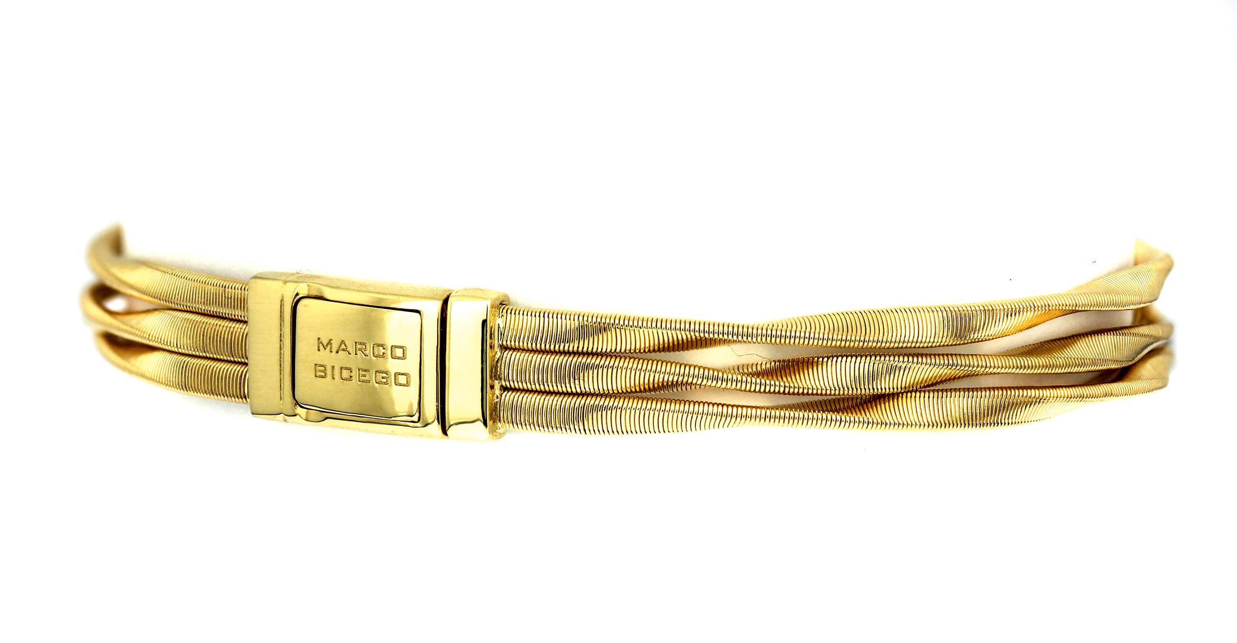 Brilliant Cut Marco Bicego Marrakech Three Strand/Row Diamond Bracelet in 18 Carat Yellow Gold