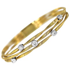 Marco Bicego Marrakech Three Strand/Row Diamond Bracelet in 18 Carat Yellow Gold