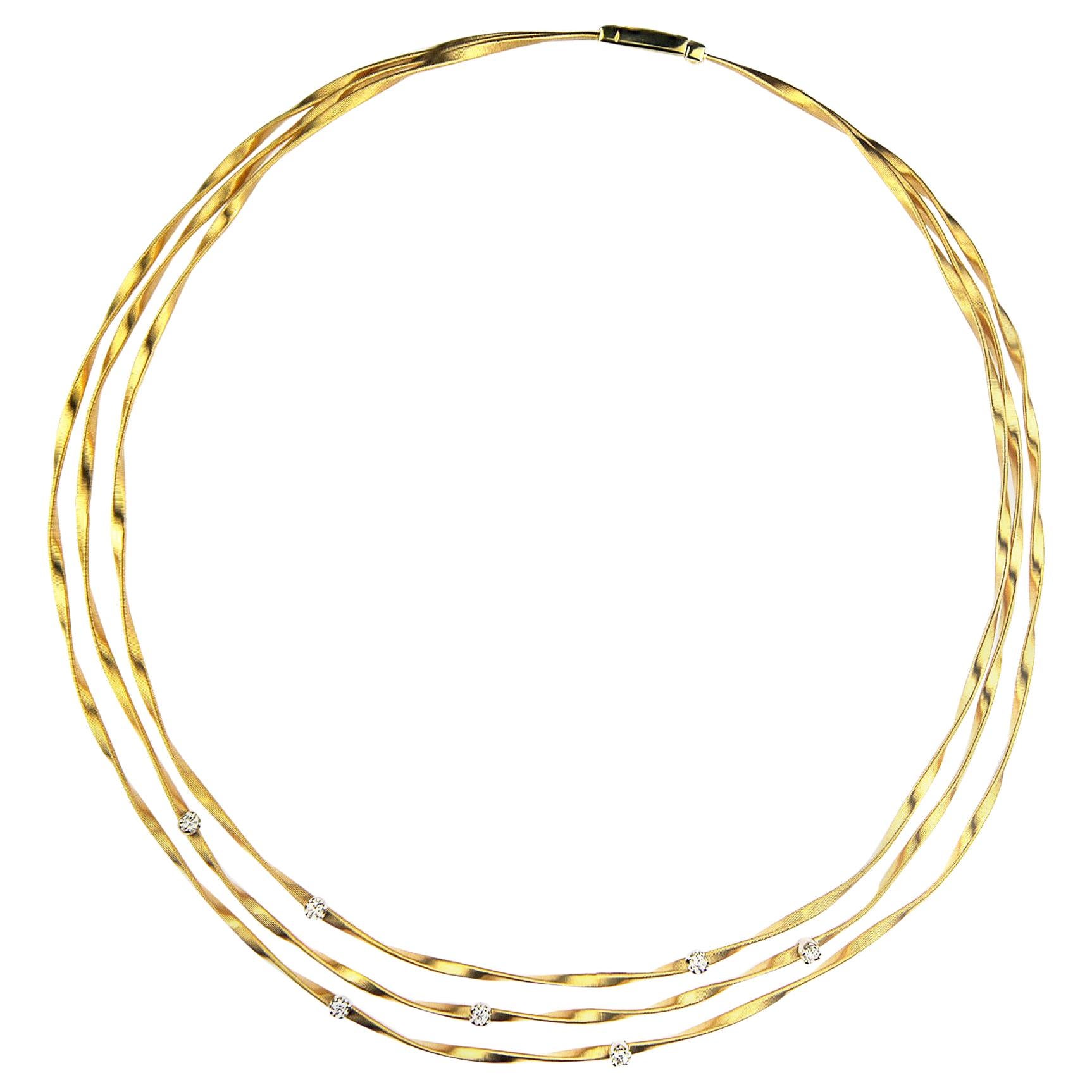 Marco Bicego Marrakech Three-Strand Diamond Necklace in 18 Karat Yellow Gold