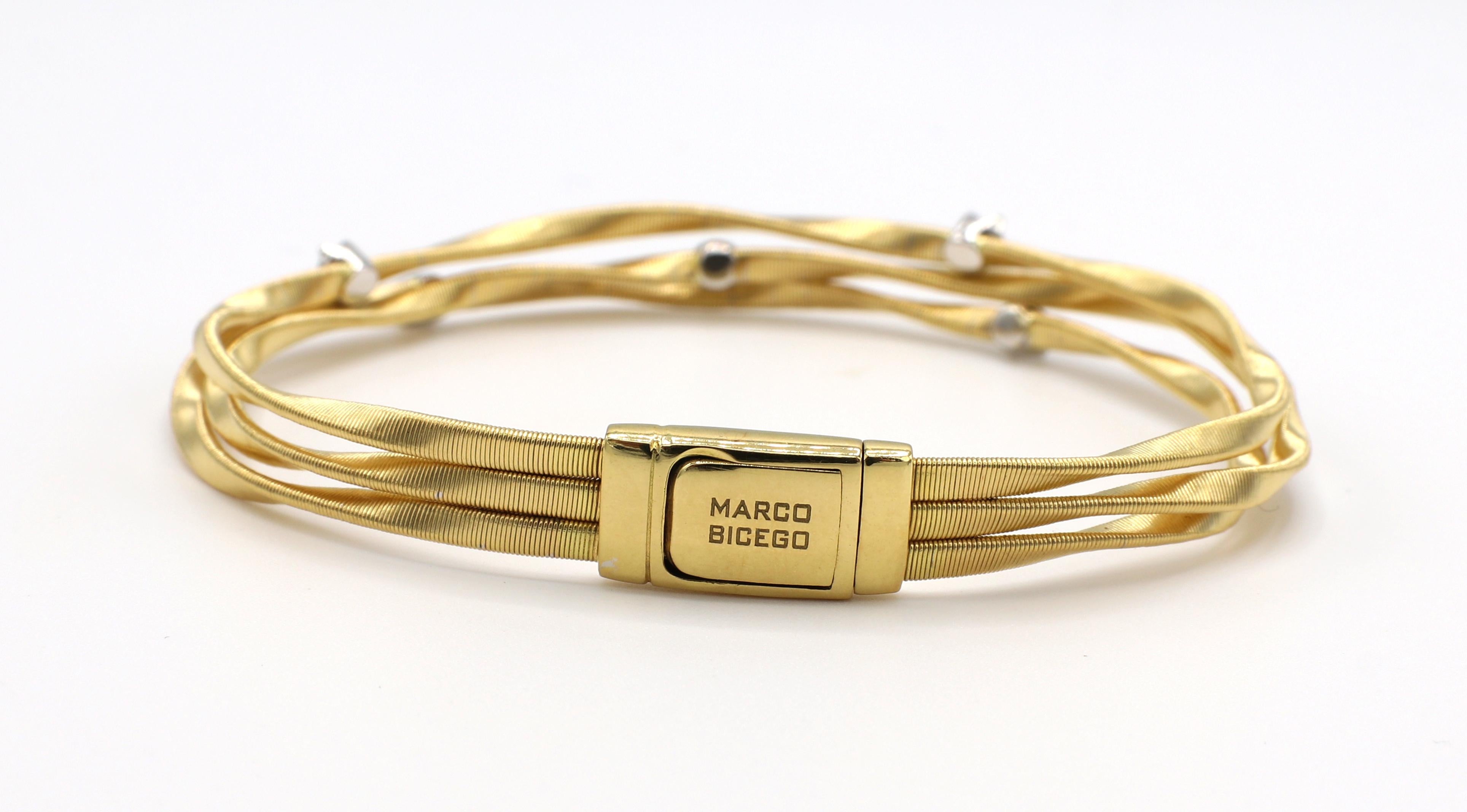 Marco Bicego Marrakech Dreistrangiges Diamant-Armband aus Gelbgold (Moderne)