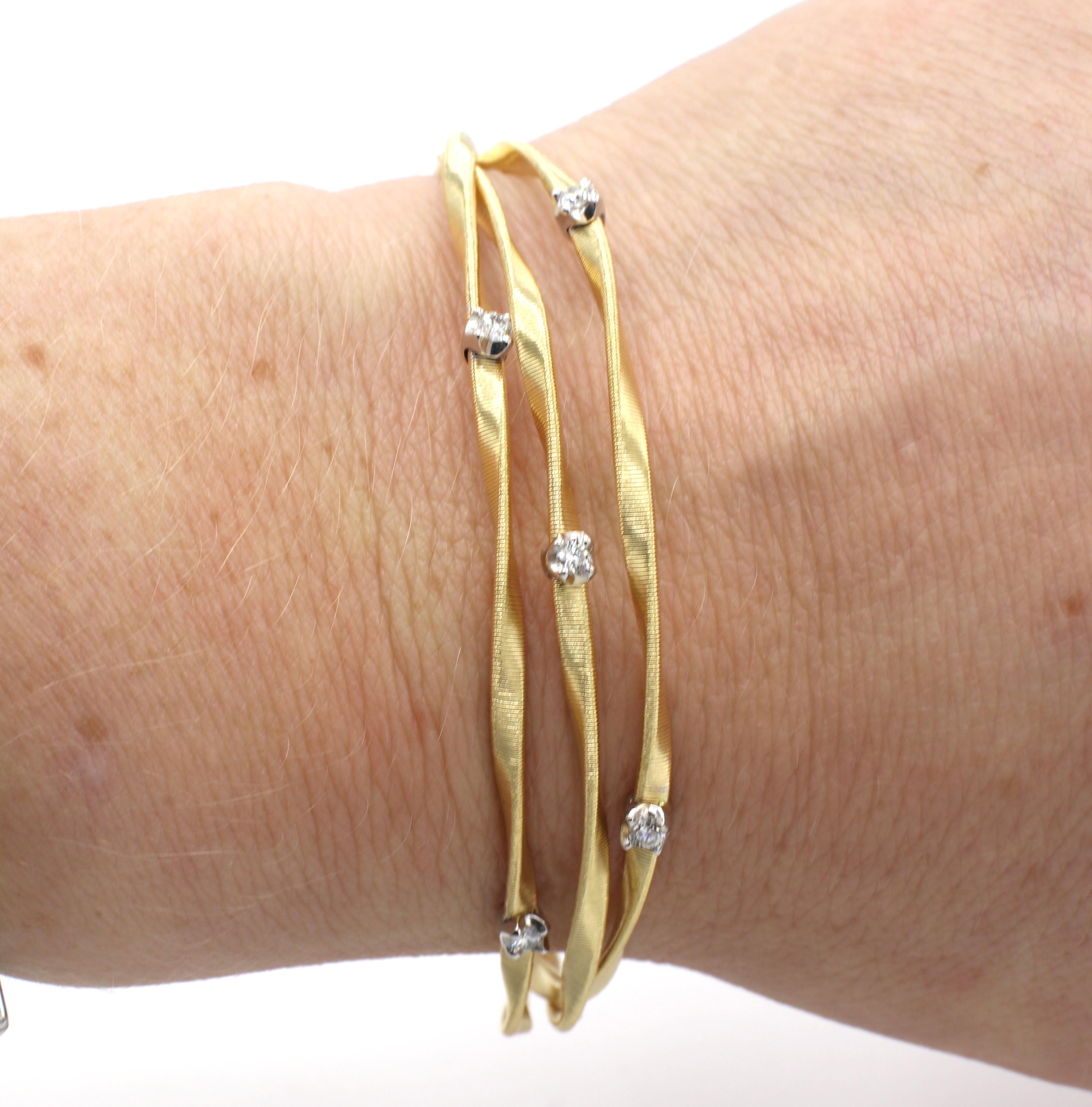 Marco Bicego Marrakech Dreistrangiges Diamant-Armband aus Gelbgold im Zustand „Hervorragend“ in  Baltimore, MD