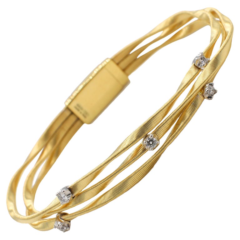 Marco Bicego Marrakech Three Strand Diamond Yellow Gold Bracelet at 1stDibs