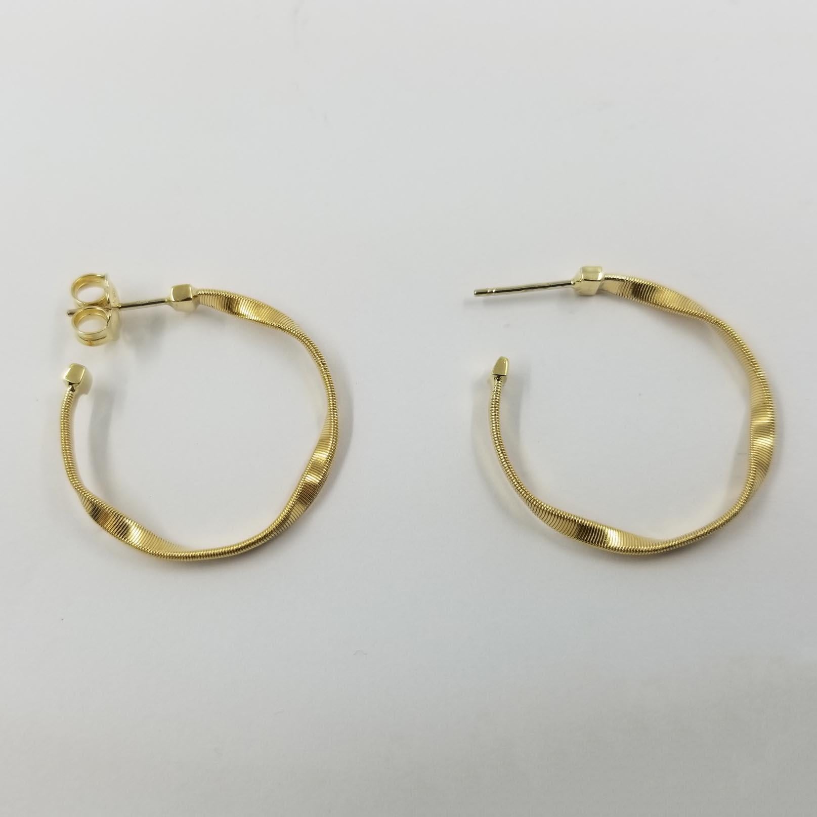 Women's or Men's Marco Bicego Yellow Gold Marrakech Twist Hoop Earrings