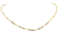 Marco Bicego Collana a catena ritorta con diamanti a stazione in oro giallo 18 carati