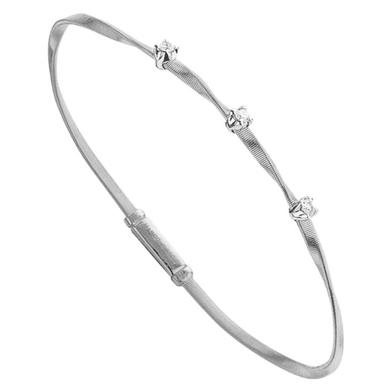 Marco Bicego Marrakech White Gold and Diamond Stackable Bangle BG337B For Sale