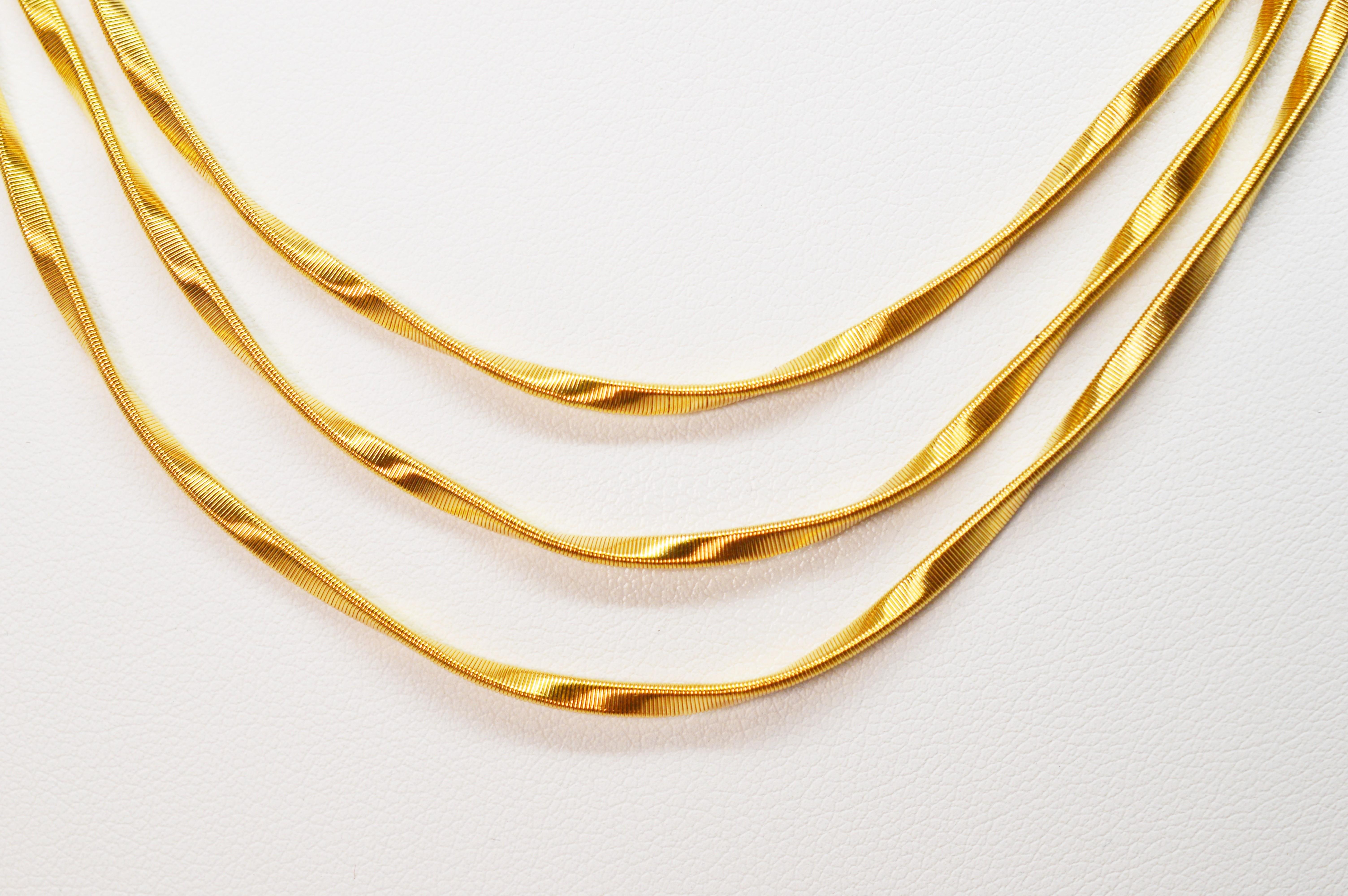 Marco Bicego Marrakesch Gewebtes Satin Gold Mehrstrang-Halskette im Zustand „Hervorragend“ im Angebot in Mount Kisco, NY