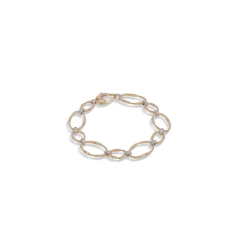Marco Bicego® Marrakech Onde Collection 18K Yellow Gold and Diamond Flat Link Bracelet
Length 7.5 inches 
Diamonds 0.18 total weight 
BG783B2

