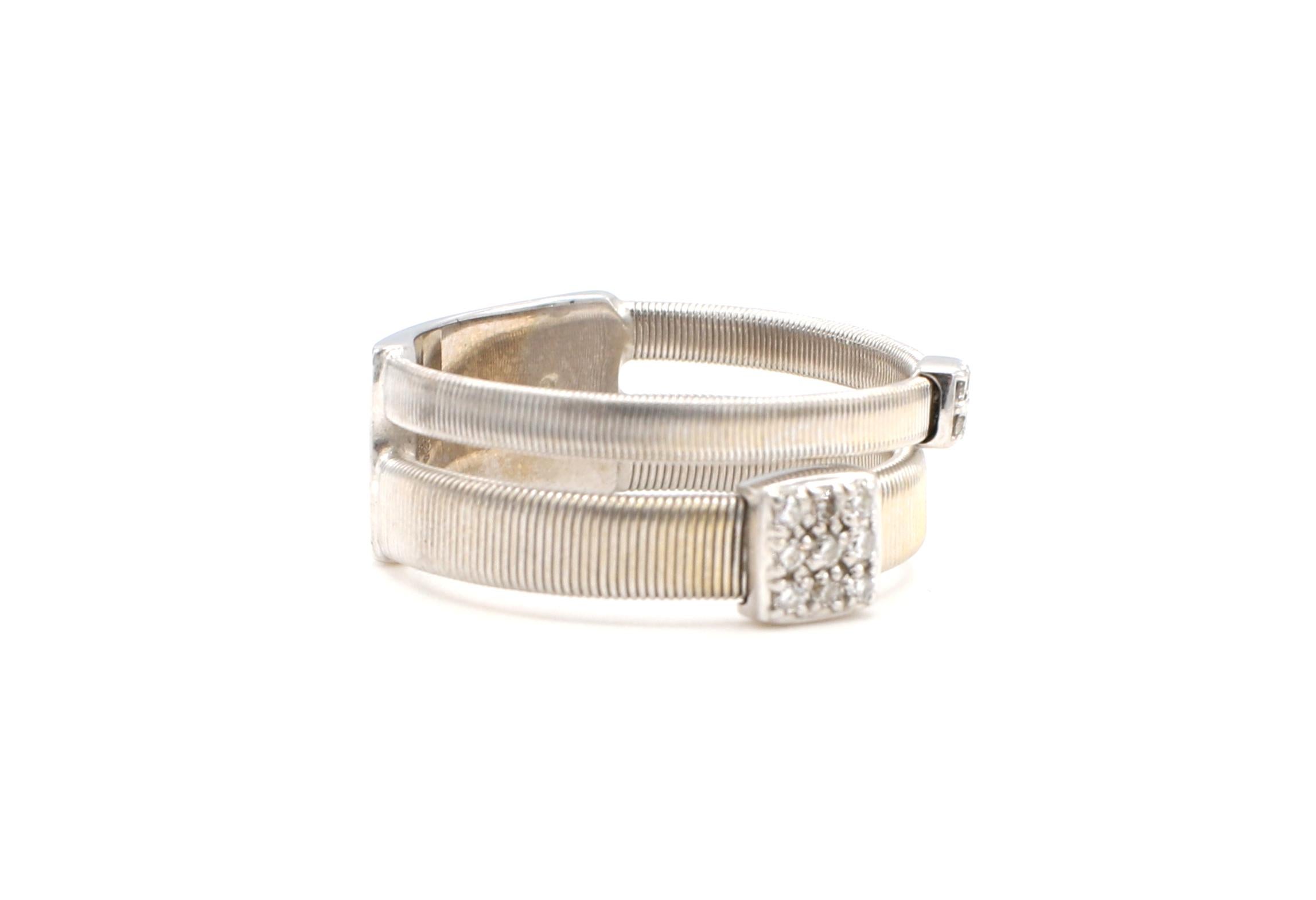 Marco Bicego Masai 18 Karat Weißgold Ring mit zweireihigen natürlichen Diamanten (Moderne)