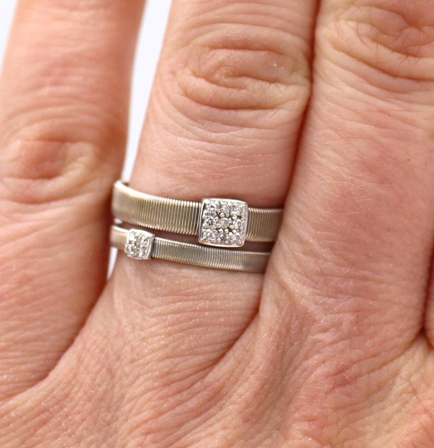 Marco Bicego Masai 18 Karat Weißgold Ring mit zweireihigen natürlichen Diamanten Damen
