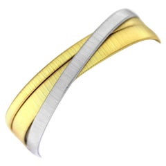 Marco Bicego Masai, 18 Karat Yellow & White Gold Three Strand Crossover Bracelet