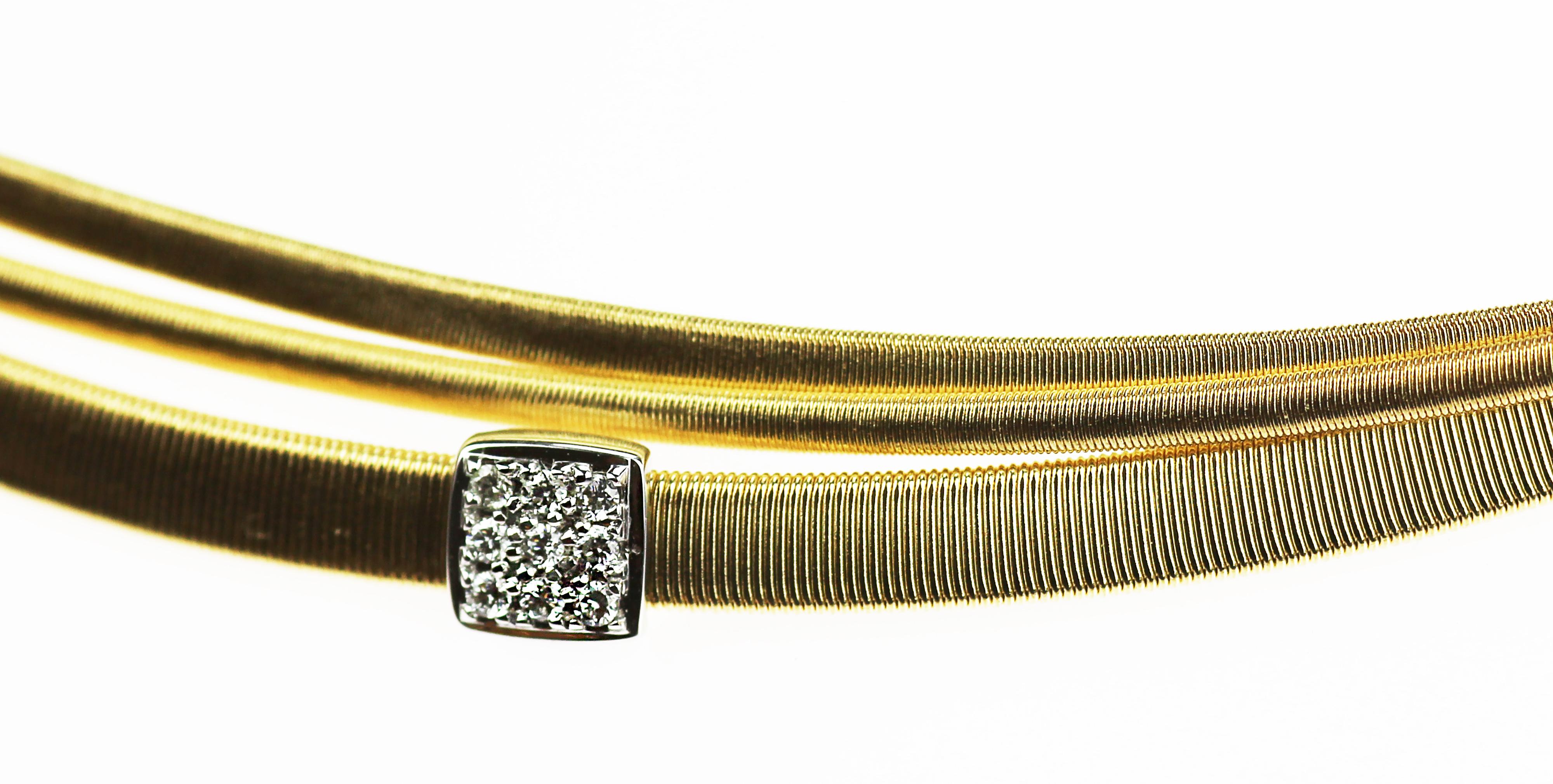 Modernist Marco Bicego Masai Three-Strand Diamond Necklace 18 Carat Gold