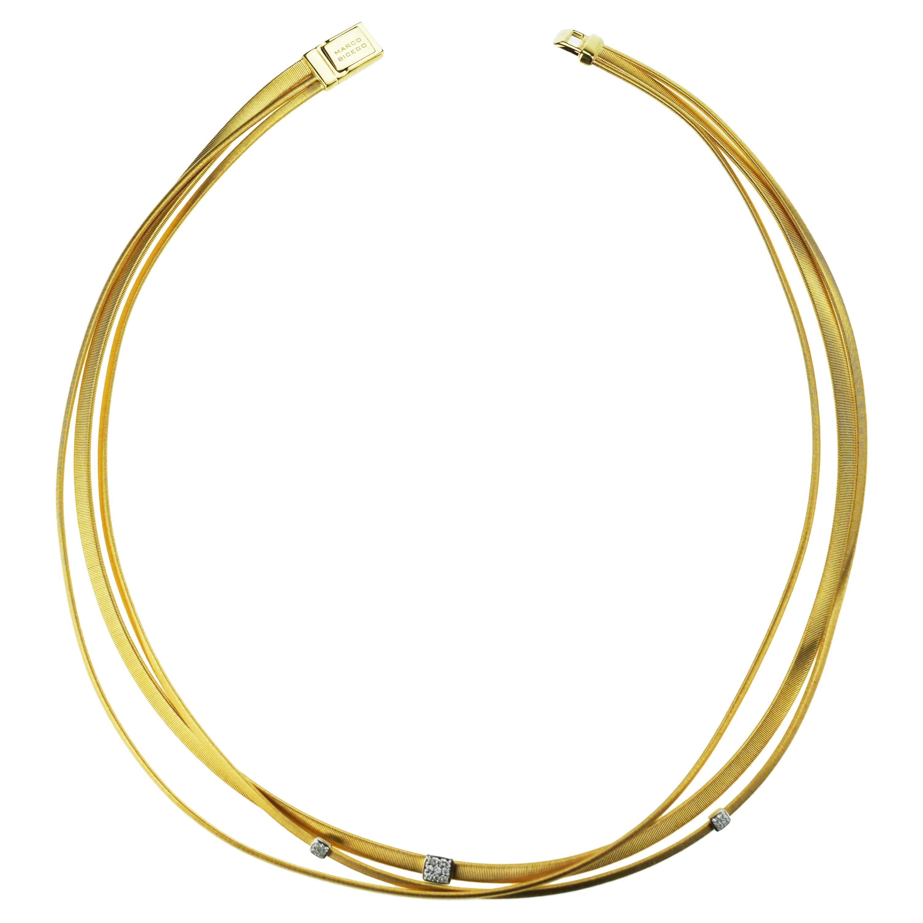 Marco Bicego Masai Three-Strand Diamond Necklace 18 Carat Gold