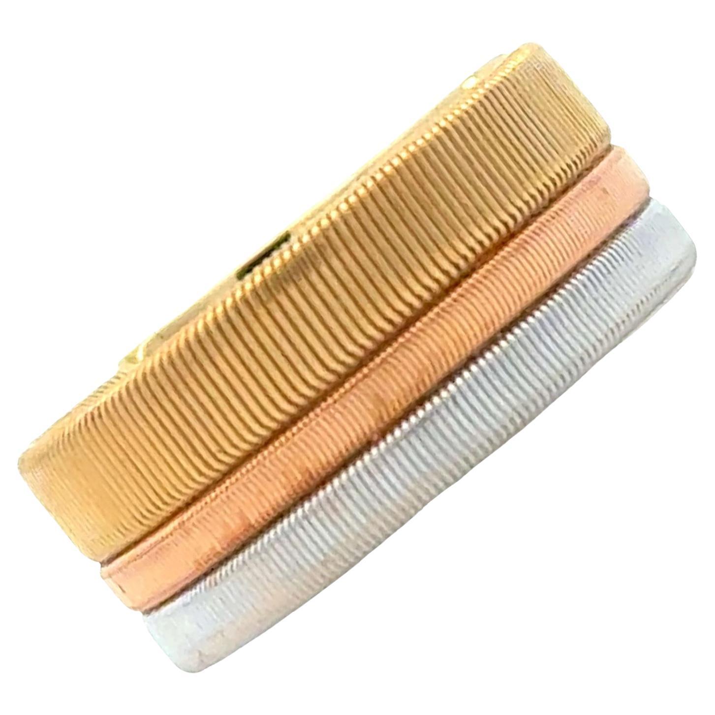 Marco Bicego Masai, bague à anneau large 8 mm en or 18 carats tricolore, taille 5,5