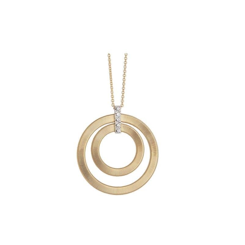 Marco Bicego® Masai Collection 18K Yellow Gold and Diamond Double Circle Long Necklace
Diamonds 0.15 total weight 
Length 31.5 inches 
CG800B
