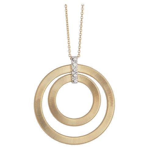 Marco Bicego Masai Yellow Gold & Diamonds Double Circle Long Necklace CG800B For Sale