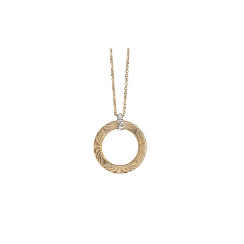 Marco Bicego® Masai Collection 18K Yellow Gold and Diamond Single Circle Short Necklace
Diamonds 0.09 total weight 
Length 16.5 inches 
CG797B
