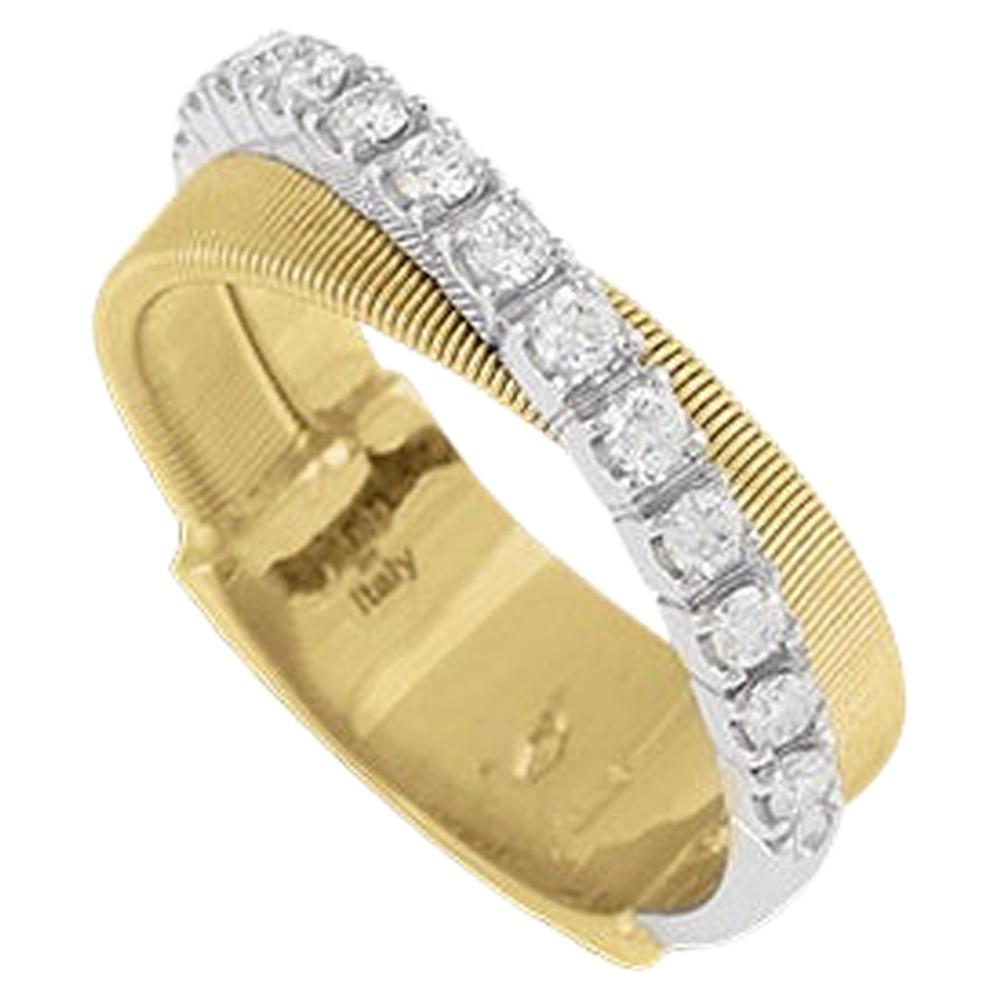 Marco Bicego Masai Yellow Gold Two-Row Pave Diamond Ring AG330B