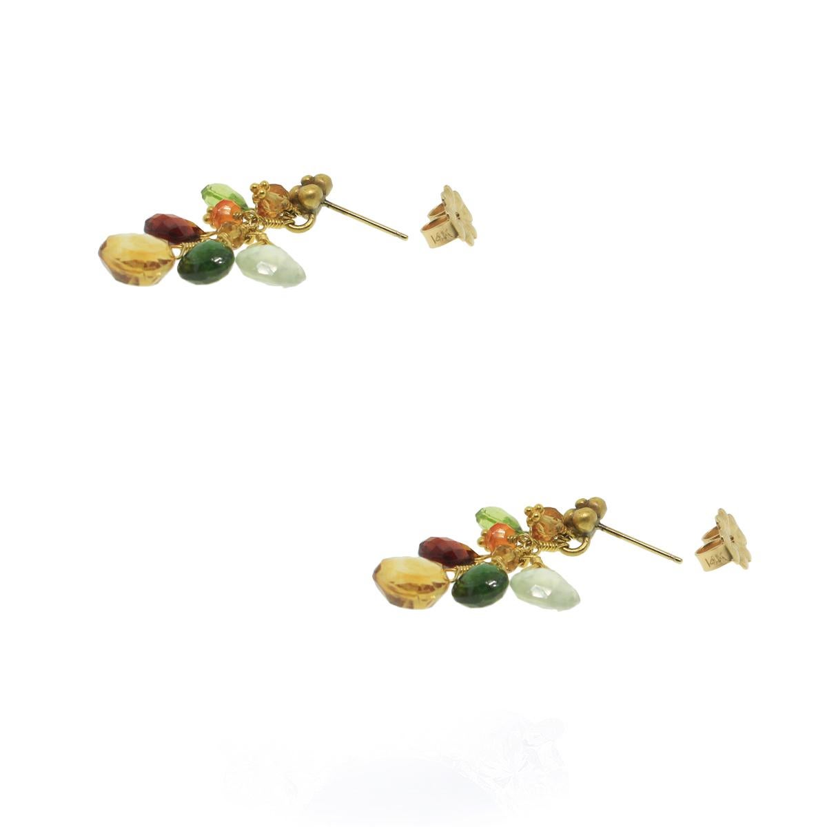 multicolor stone earrings gold