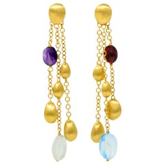 Marco Bicego Multi-Gem 18 Karat Gold Confetti Tassel Drop Earrings