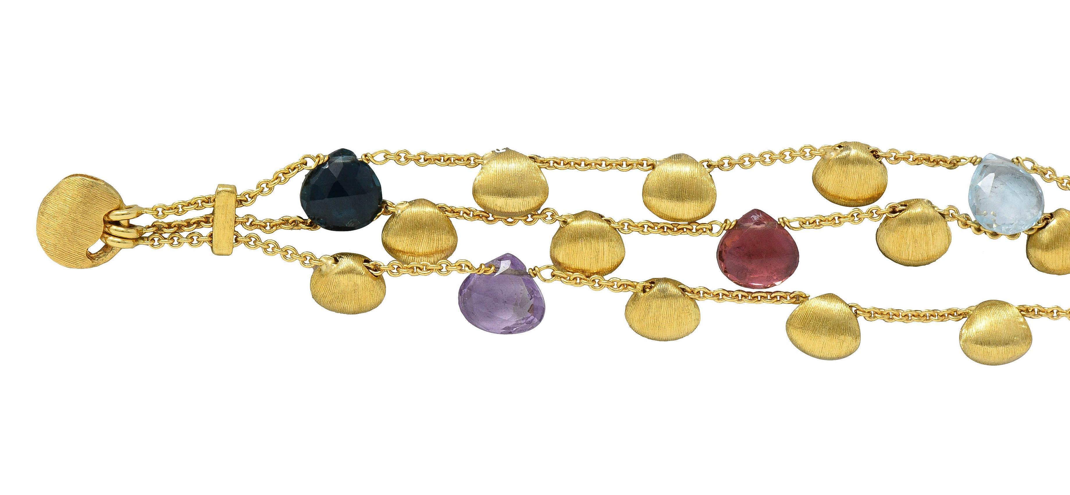 Taille briolette Marco Bicego Bracelet multi-pierres Paradise en or jaune 18 carats en vente