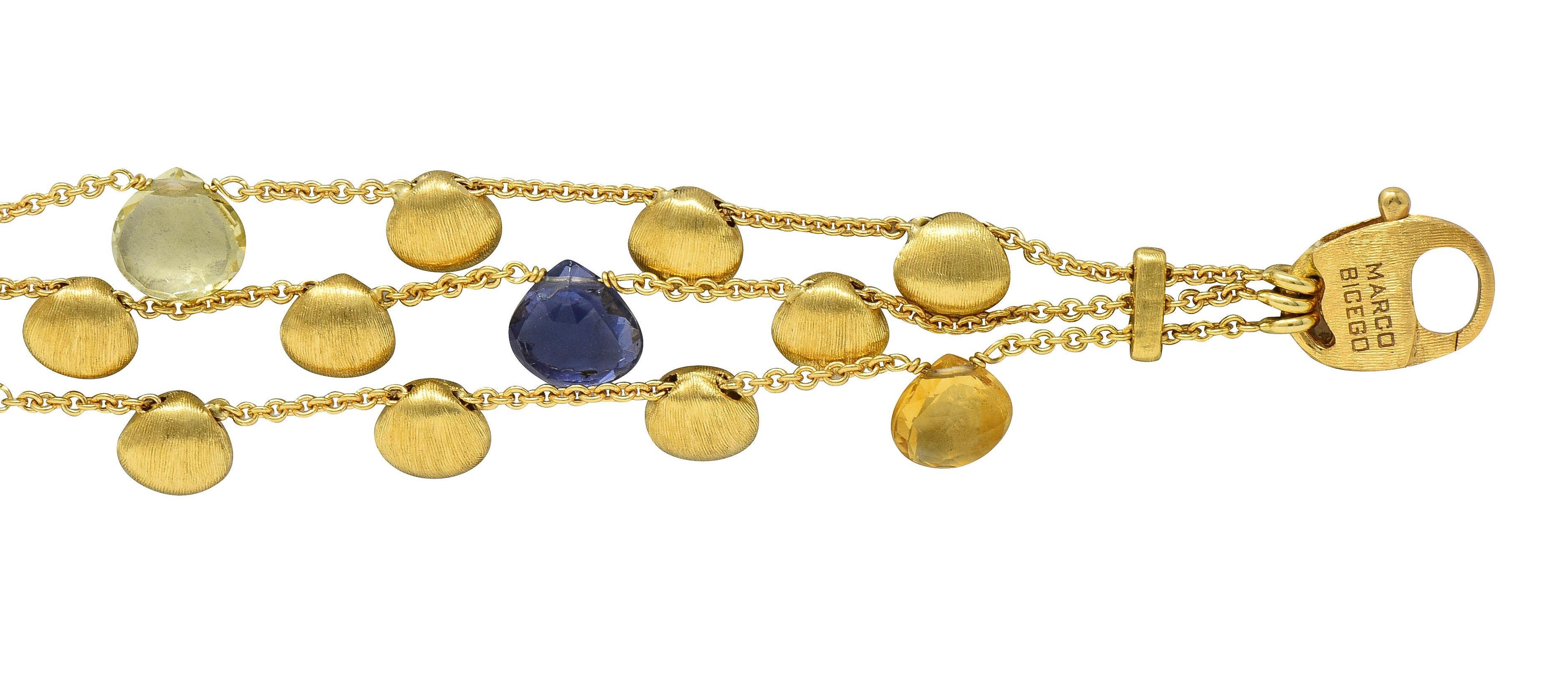 Marco Bicego Bracelet multi-pierres Paradise en or jaune 18 carats Excellent état - En vente à Philadelphia, PA