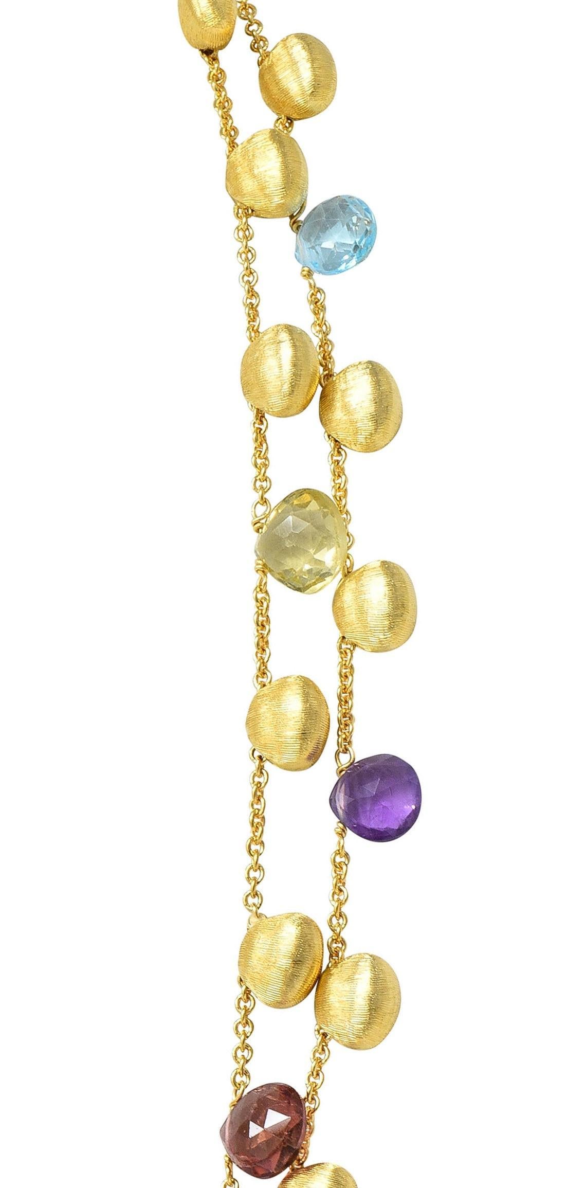 Marco Bicego Multi-Gem Diamond 18 Karat Two-Tone Gold Paradise Lariat Necklace 5