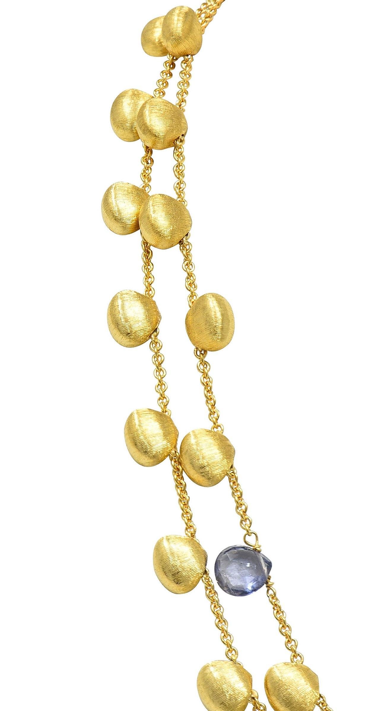 Marco Bicego Multi-Gem Diamond 18 Karat Two-Tone Gold Paradise Lariat Necklace 7