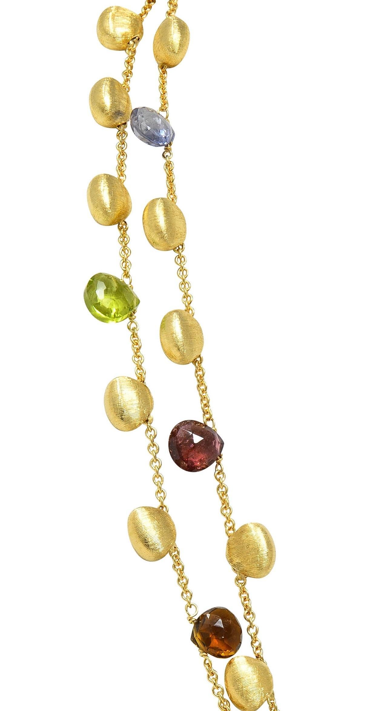Marco Bicego Multi-Gem Diamond 18 Karat Two-Tone Gold Paradise Lariat Necklace 4