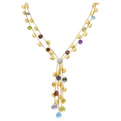 Marco Bicego Multi-Gem Diamond 18 Karat Two-Tone Gold Paradise Lariat Necklace