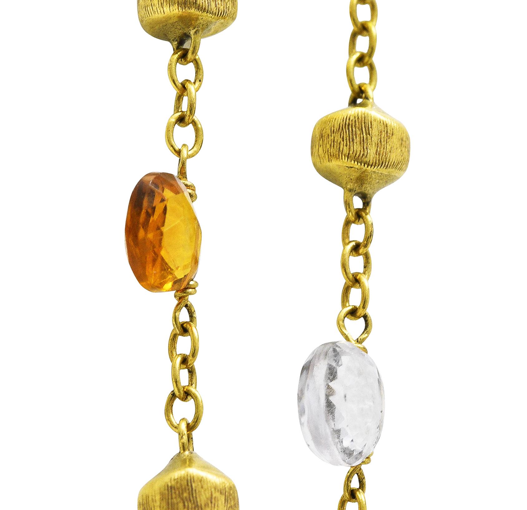 Marco Bicego Multi-Gem Diamond 18 Karat Two-Tone Gold Paradise Lariate Necklace 1