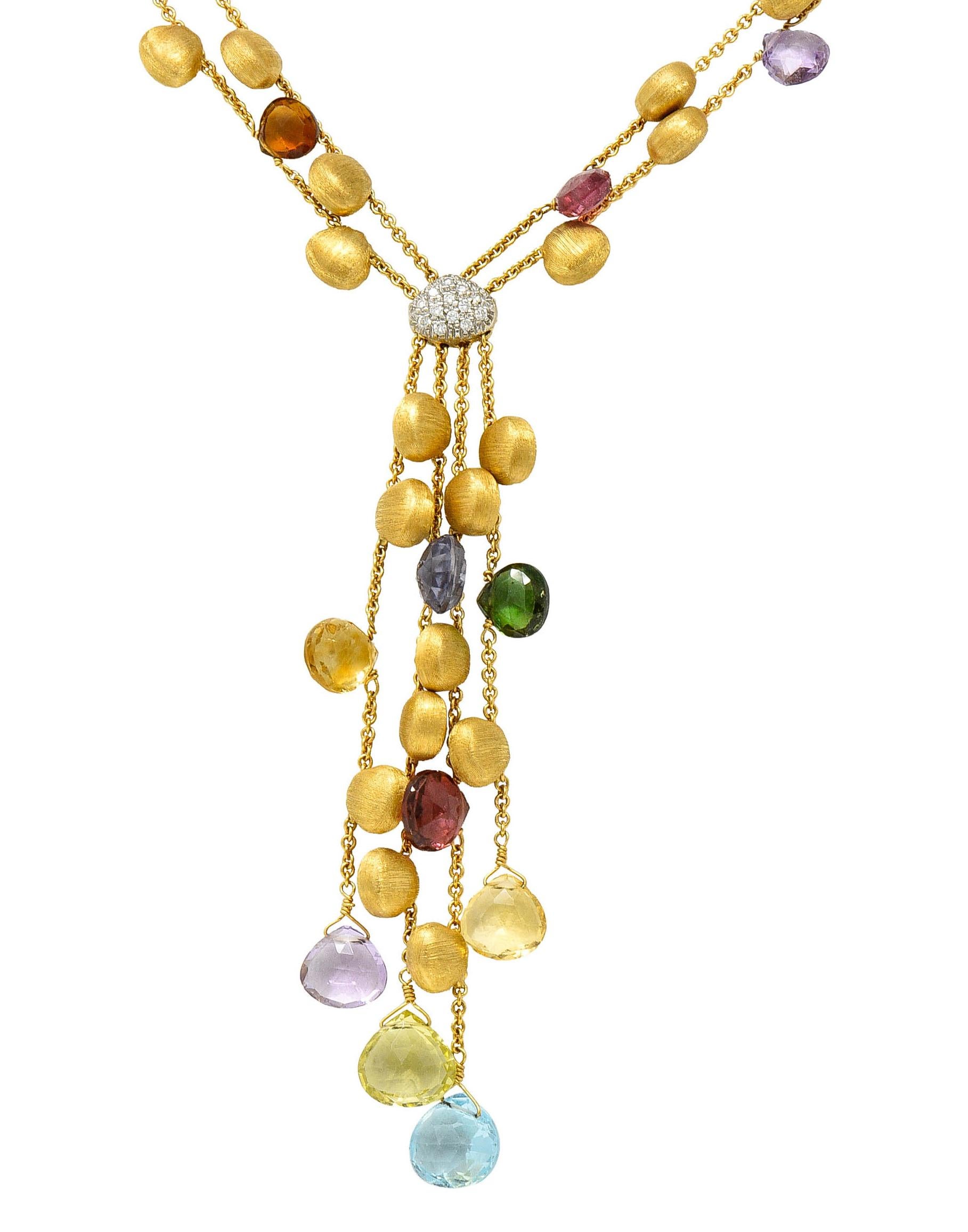 Marco Bicego Multi-Gem Diamond Topaz 18 Karat Gold Confetti Tassel Necklace 4