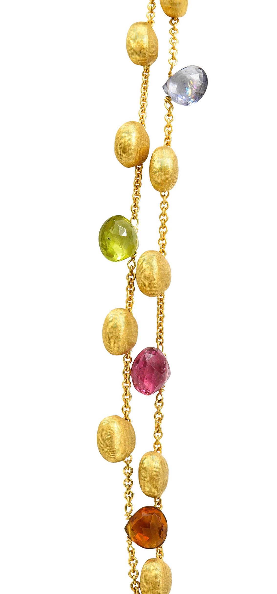 Women's or Men's Marco Bicego Multi-Gem Diamond Topaz 18 Karat Gold Confetti Tassel Necklace
