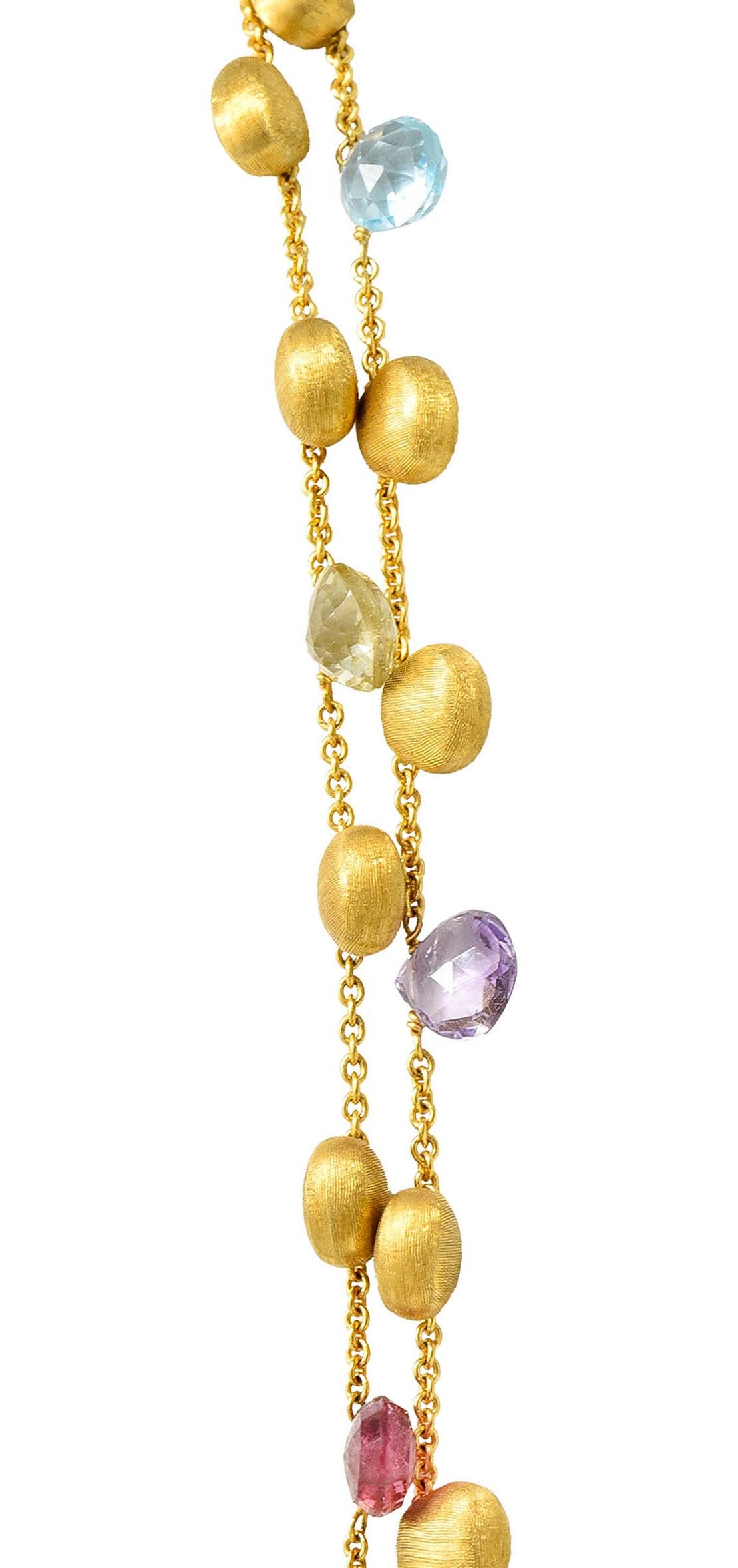Marco Bicego Multi-Gem Diamond Topaz 18 Karat Gold Confetti Tassel Necklace 1
