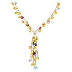 Vintage Marco Bicego Multi-Gem Diamond Topaz 18 Karat Gold Confetti Tassel Necklace