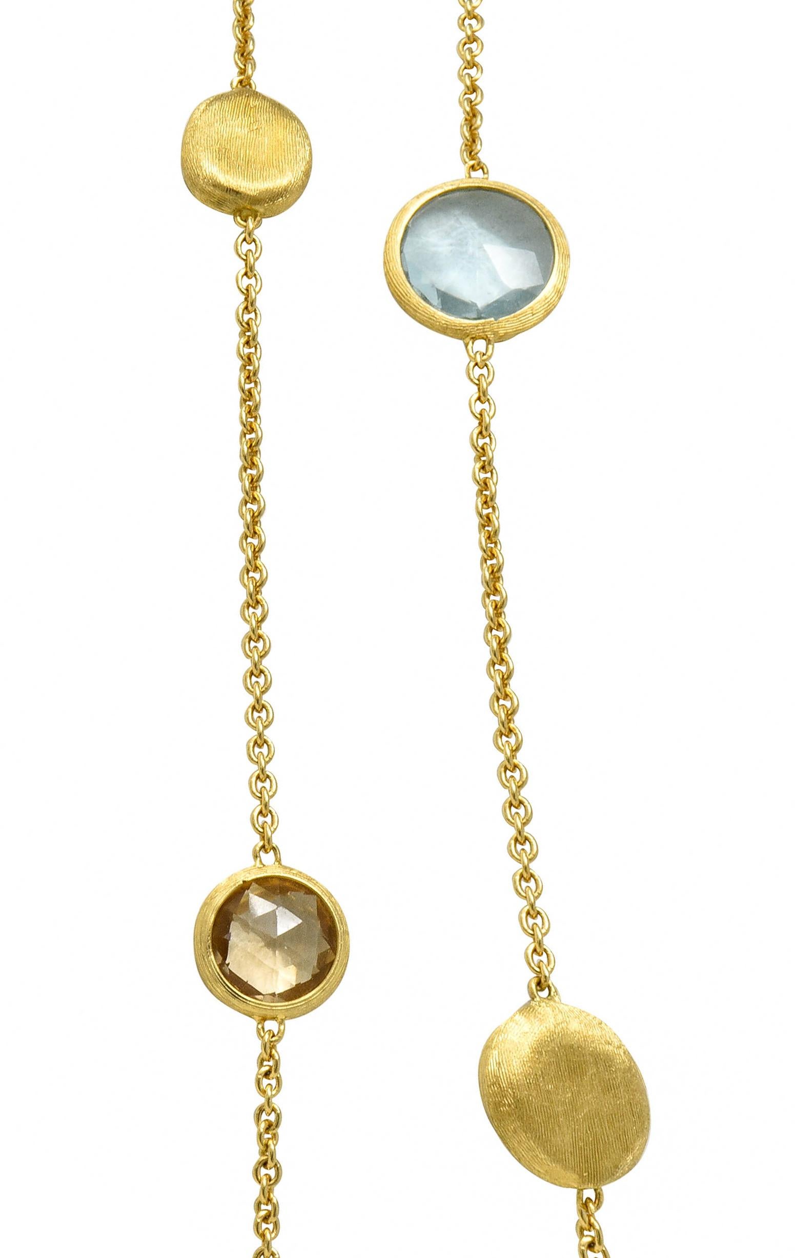 Contemporary Marco Bicego Multi-Gem Topaz Beryl 18 Karat Gold Long Chain Confetti Necklace