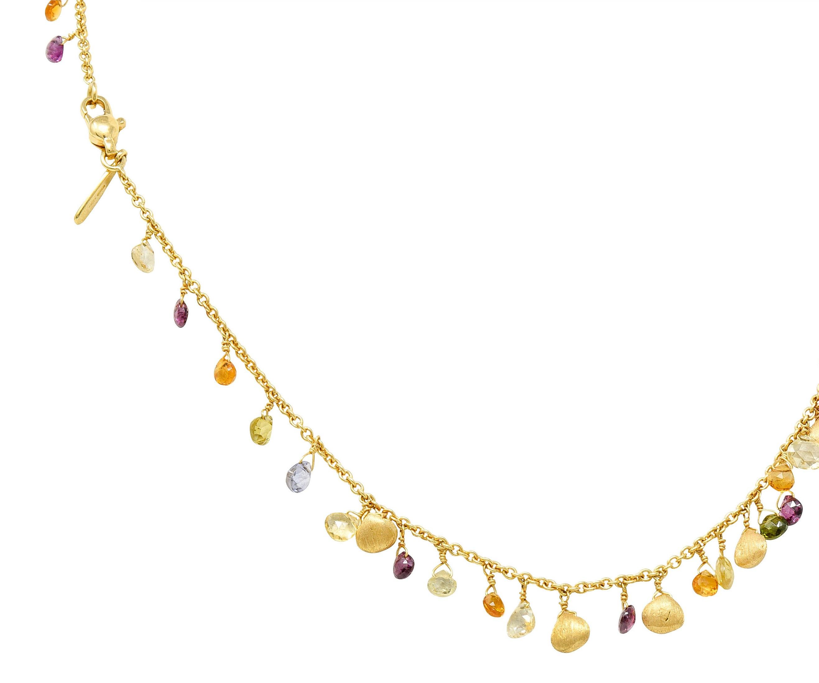 Marco Bicego Multi-Gem Topaz Diamond 18 Karat Gold Paradise Droplet Necklace 4