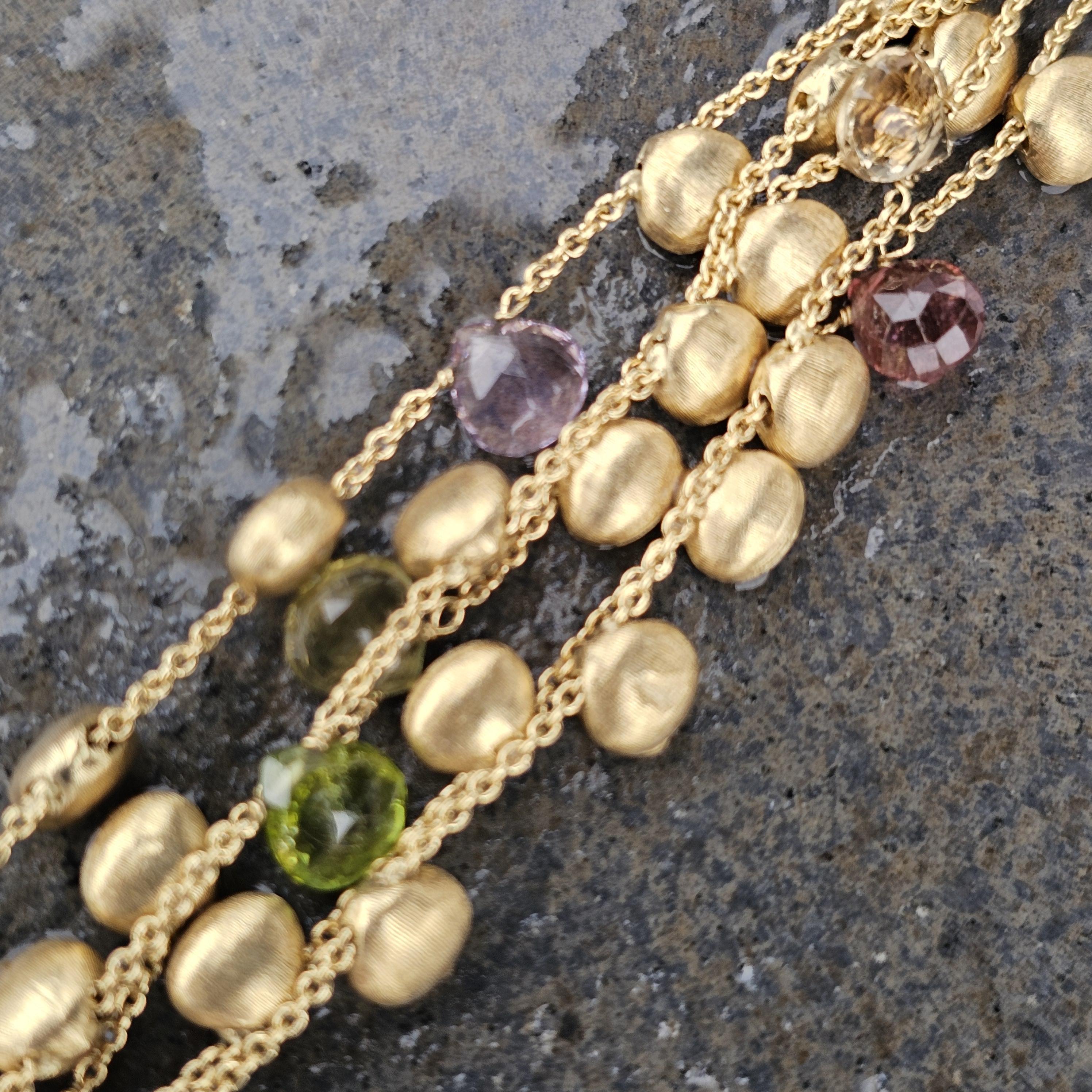 Marco Bicego Multi Gemstone Bracelet 5 Row 18k Yellow Gold 7.5