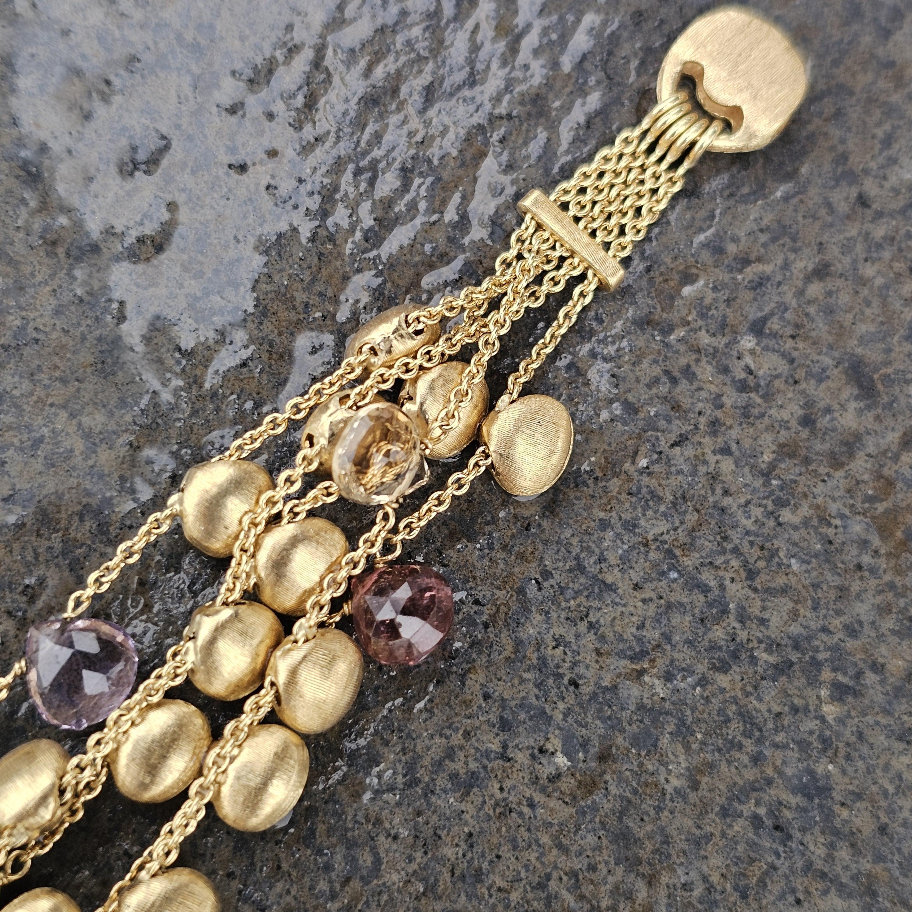 Marco Bicego Multi Gemstone Bracelet 5 Row 18k Yellow Gold 7.5