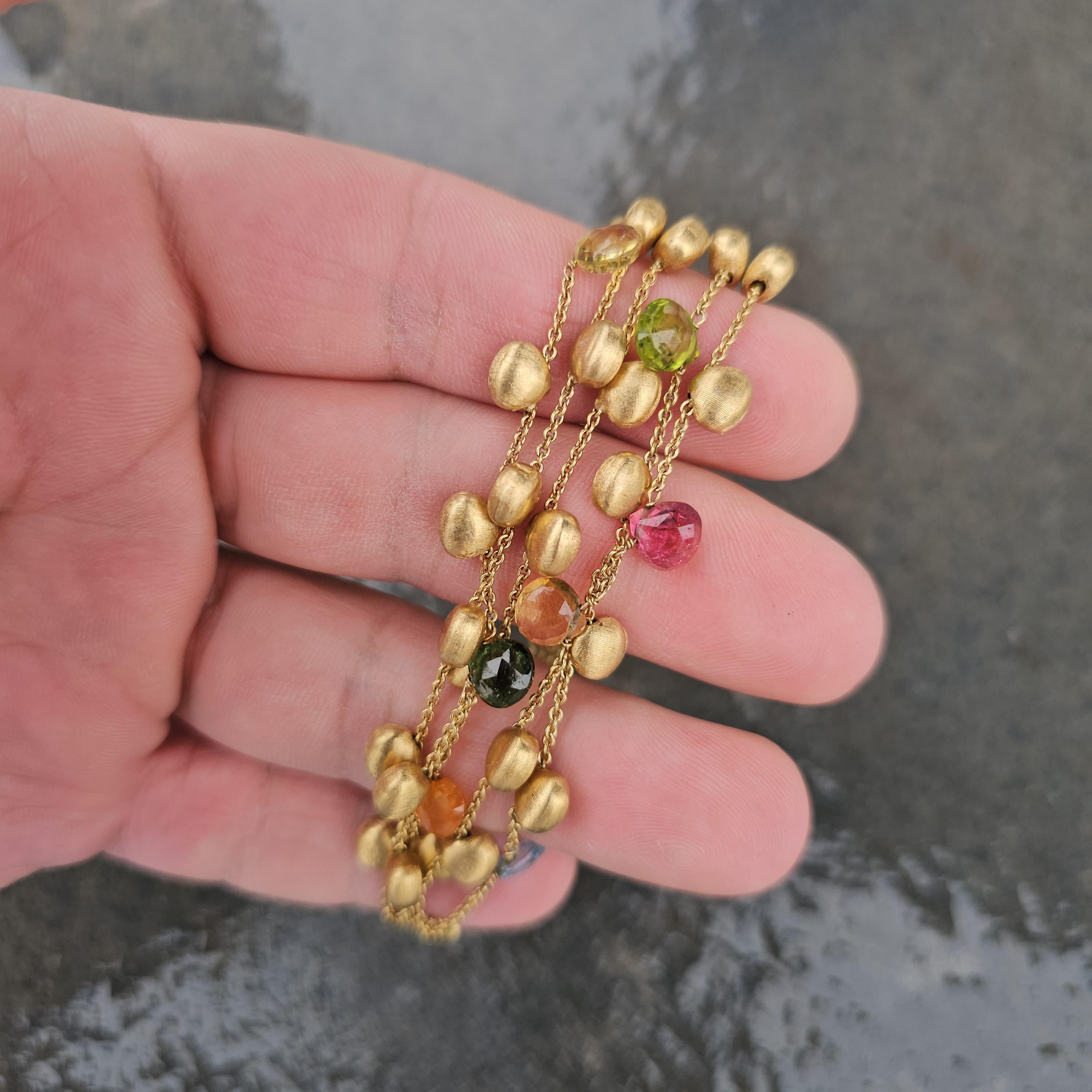 Marco Bicego Multi Gemstone Bracelet 5 Row 18k Yellow Gold 7.5
