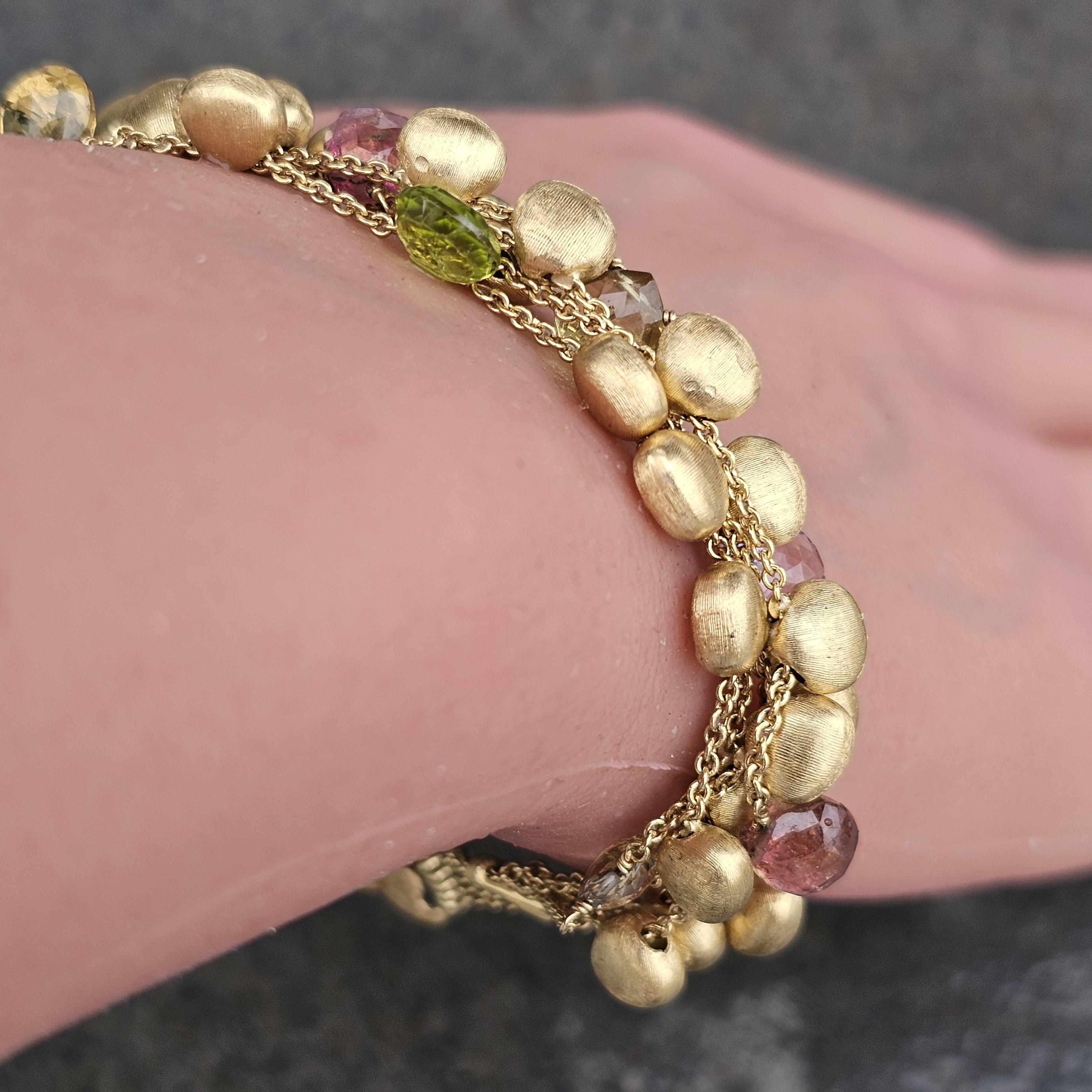 Women's Marco Bicego Multi Gemstone Bracelet 5 Row 18k Yellow Gold 7.5