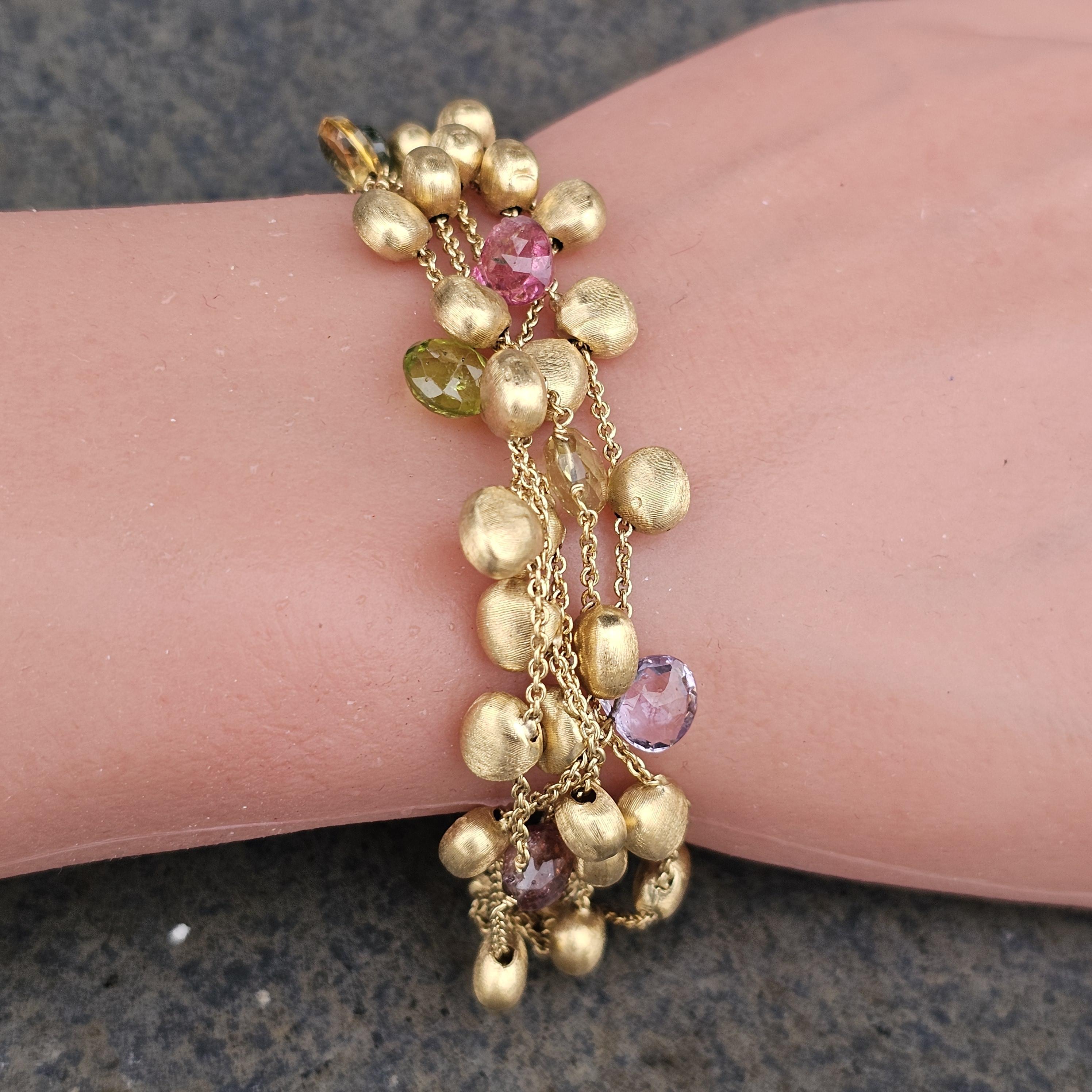 Marco Bicego Multi Gemstone Bracelet 5 Row 18k Yellow Gold 7.5