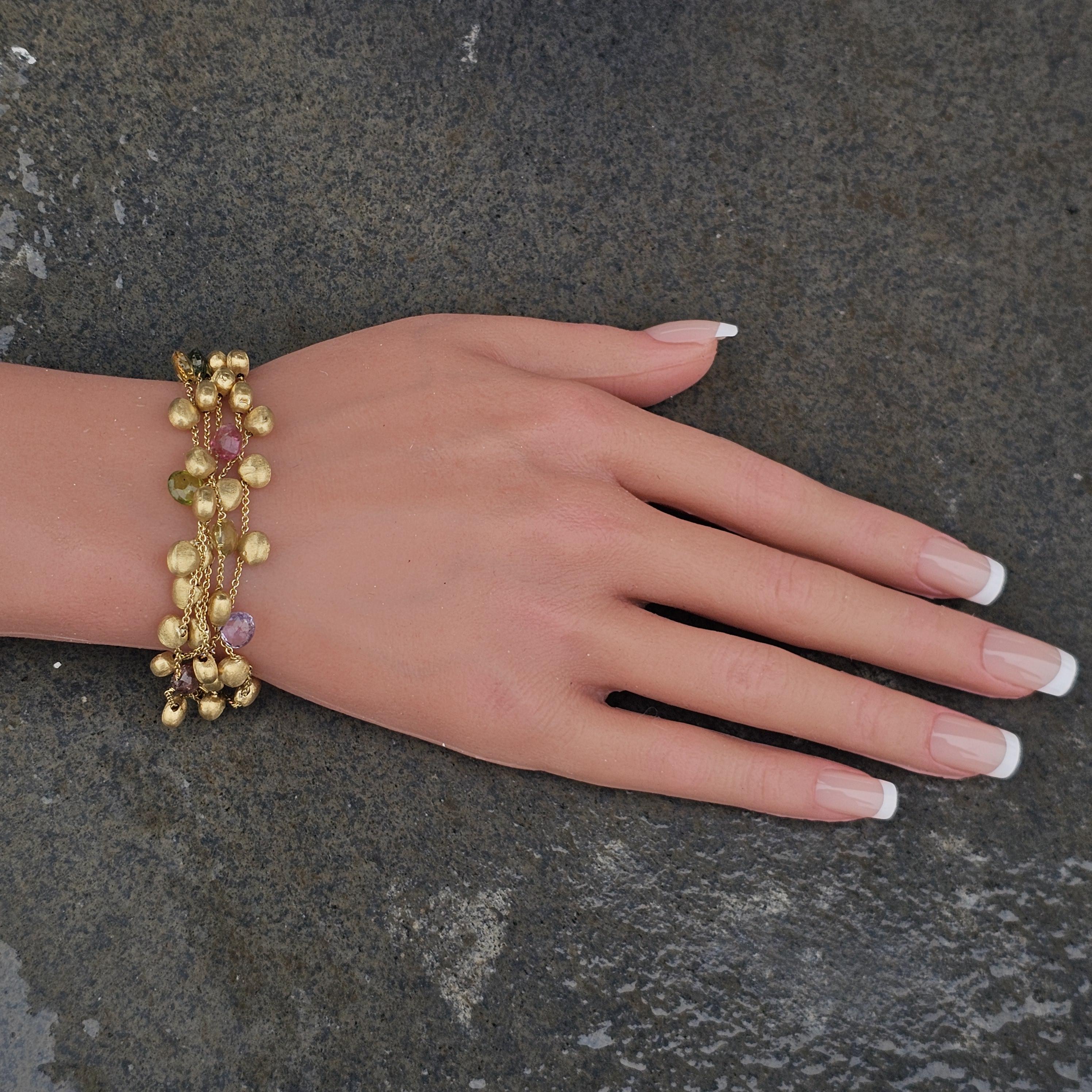 Marco Bicego Multi Gemstone Bracelet 5 Row 18k Yellow Gold 7.5