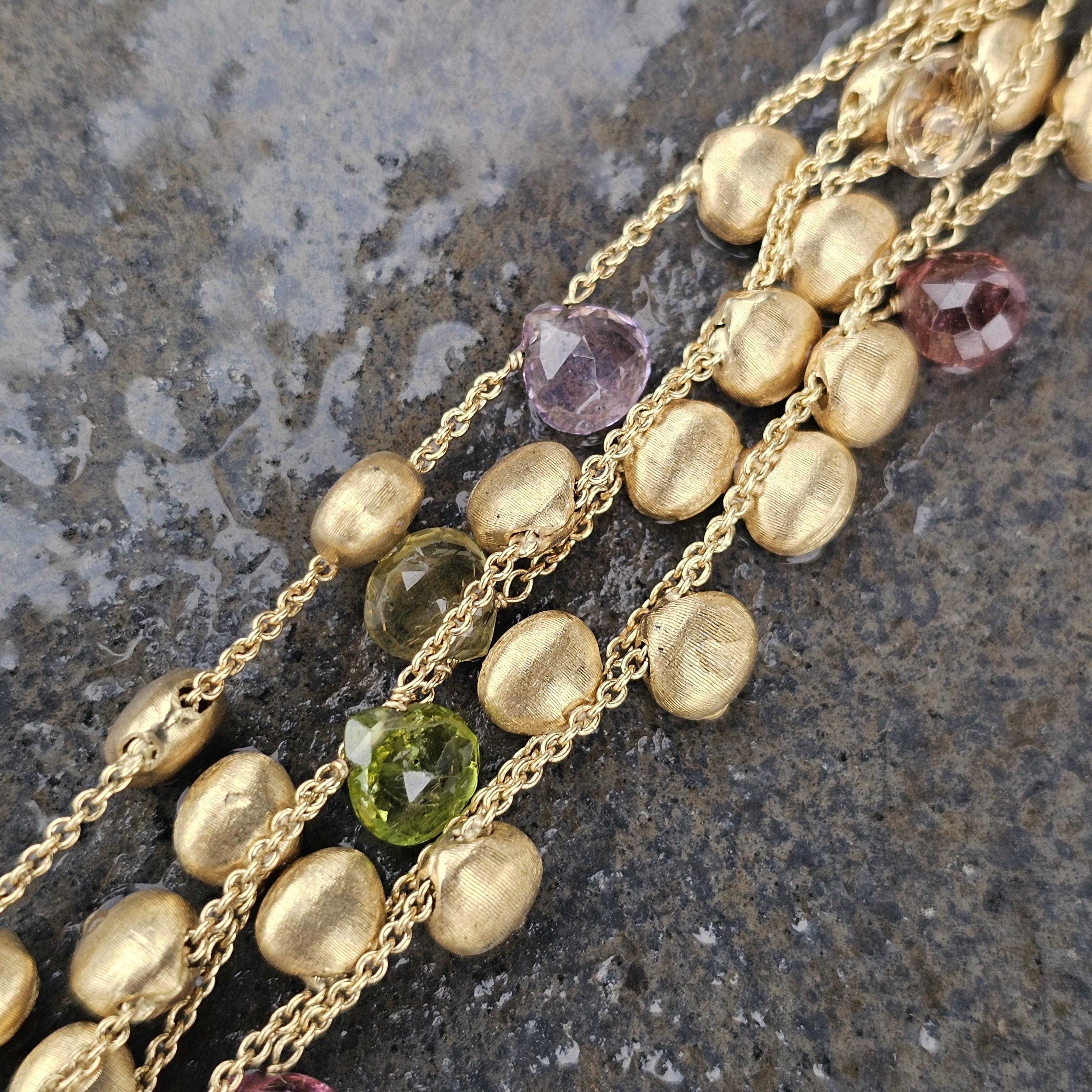Marco Bicego Multi Gemstone Bracelet 5 Row 18k Yellow Gold 7.5
