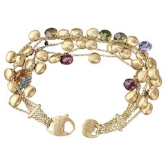 Marco Bicego Bracciale Multi Gemme a 5 File in Oro Giallo 18k 7.5" 25.3g