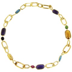 Marco Bicego Murano Halskette aus 18 Karat Gelbgold mit gemischten Steinen