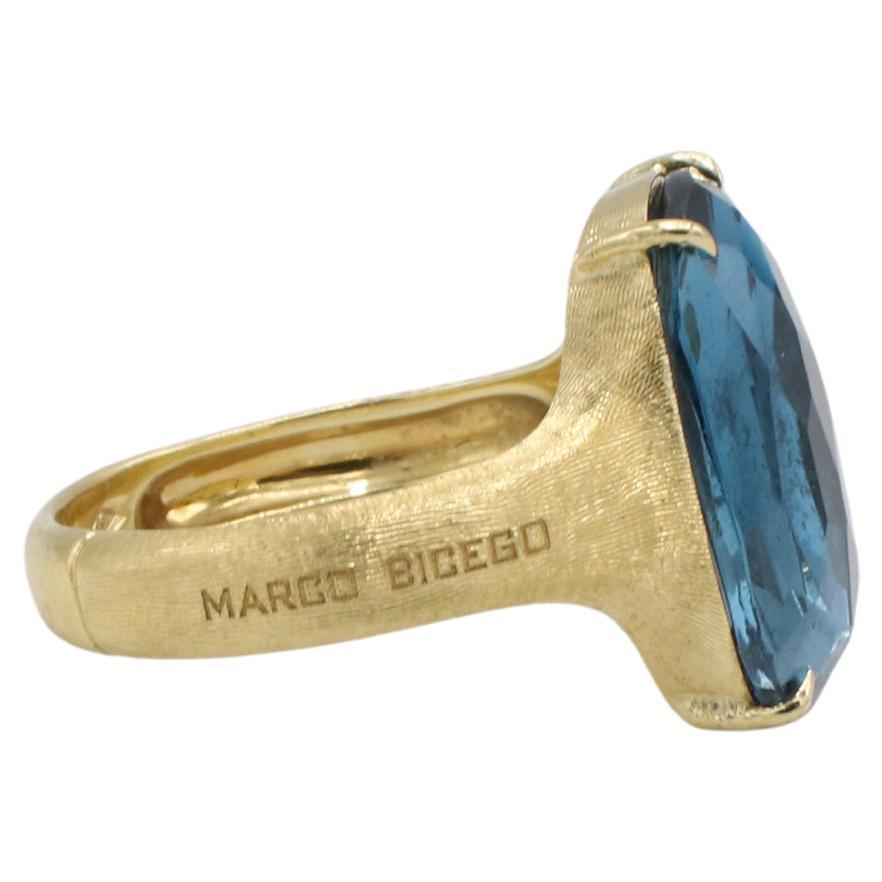 Moderno Anello con gemma di tormalina blu e verde di Marco Bicego Murano in oro giallo 18 carati in vendita