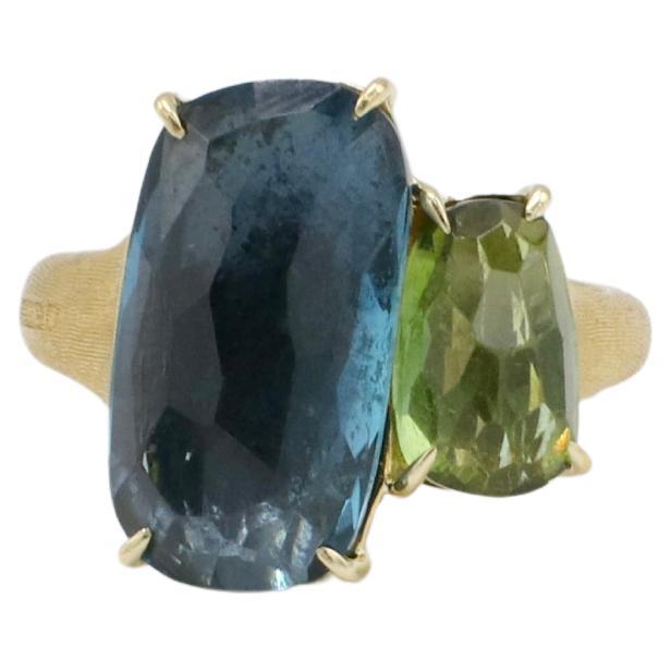 Anello con gemma di tormalina blu e verde di Marco Bicego Murano in oro giallo 18 carati in vendita