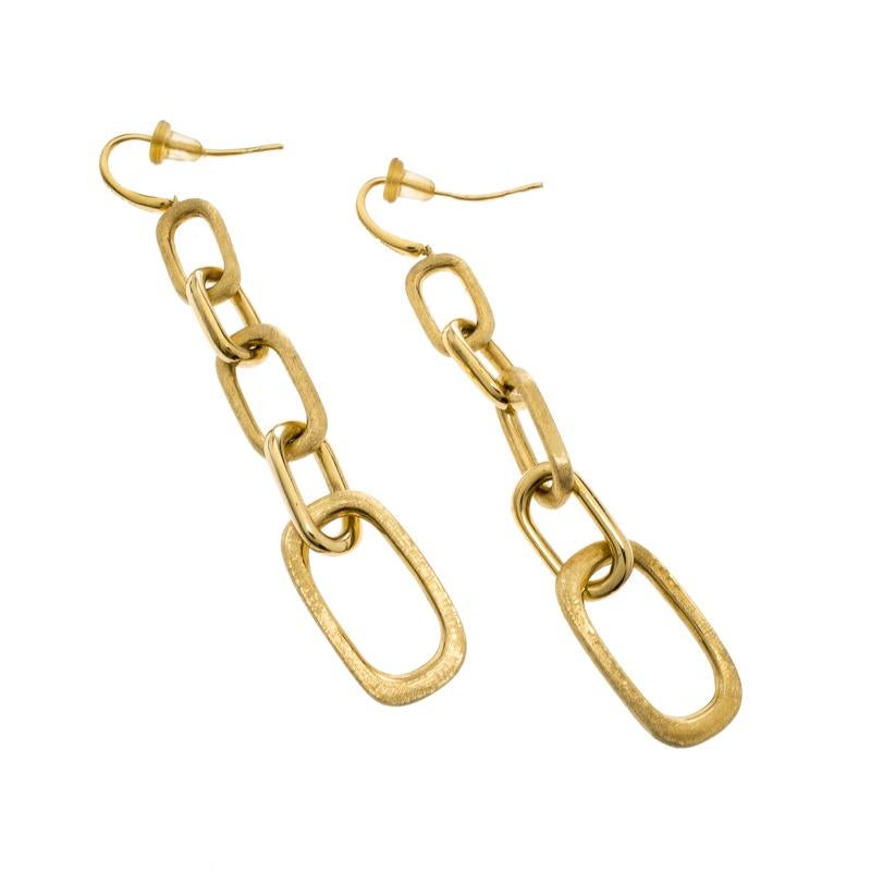 Contemporary Marco Bicego Murano 18K Yellow Gold Graduating Link Drop Earrings