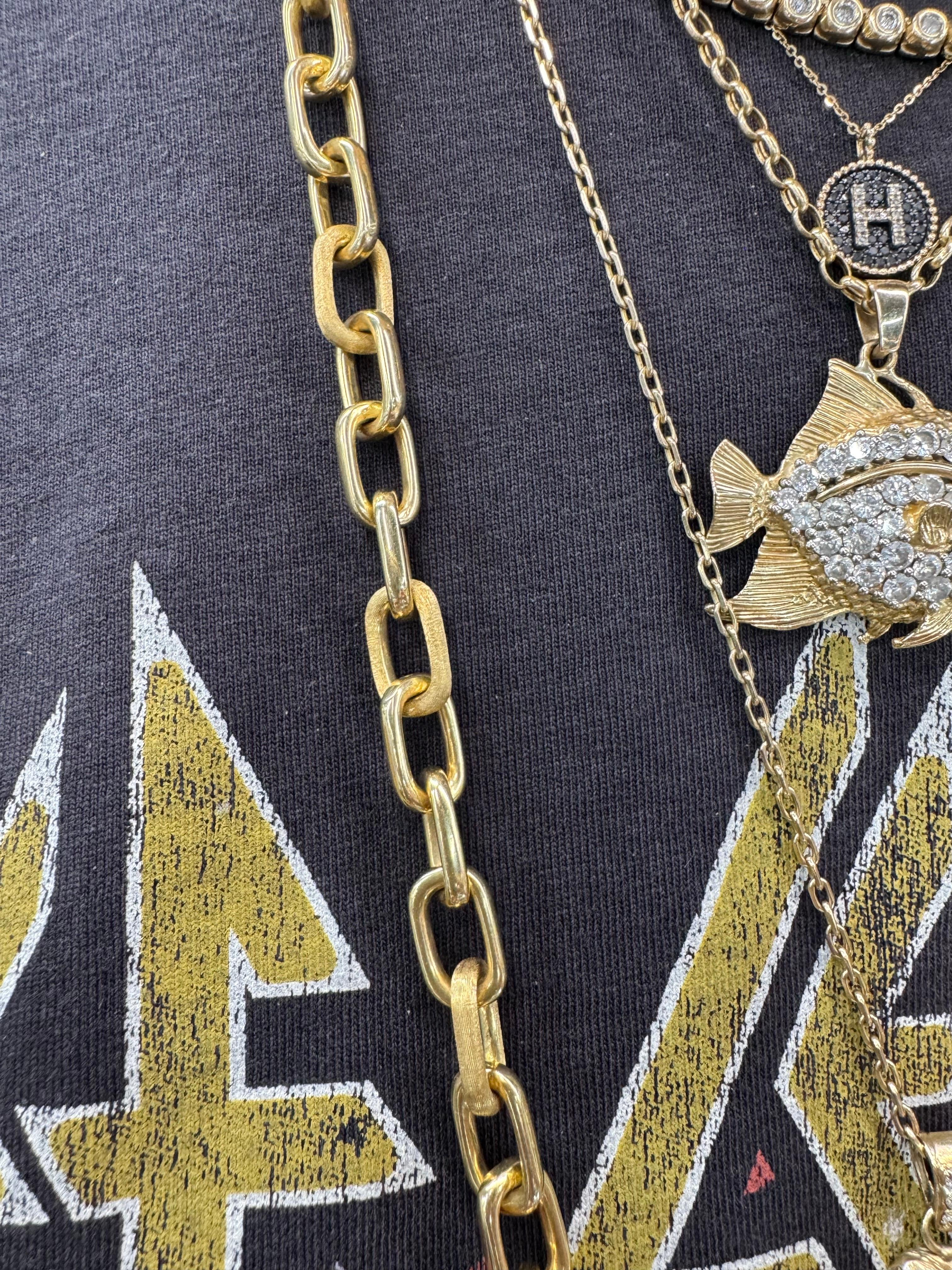 Marco Bicego Murano Brushed & Polished Link Necklace Bracelet 18K 67.8 Grams 36