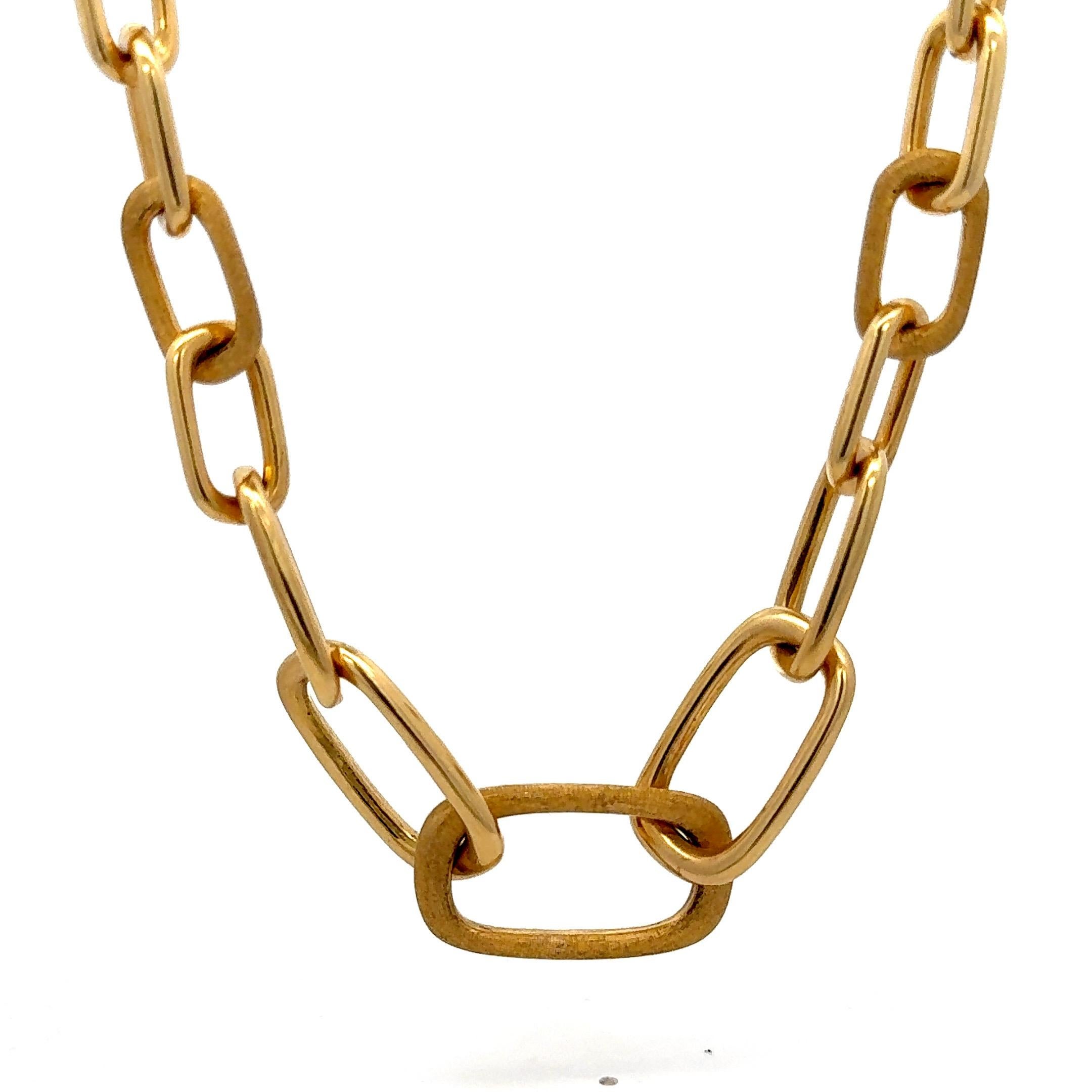 Marco Bicego Murano Brushed & Polished Link Necklace Bracelet 18K 67.8 Grams 36